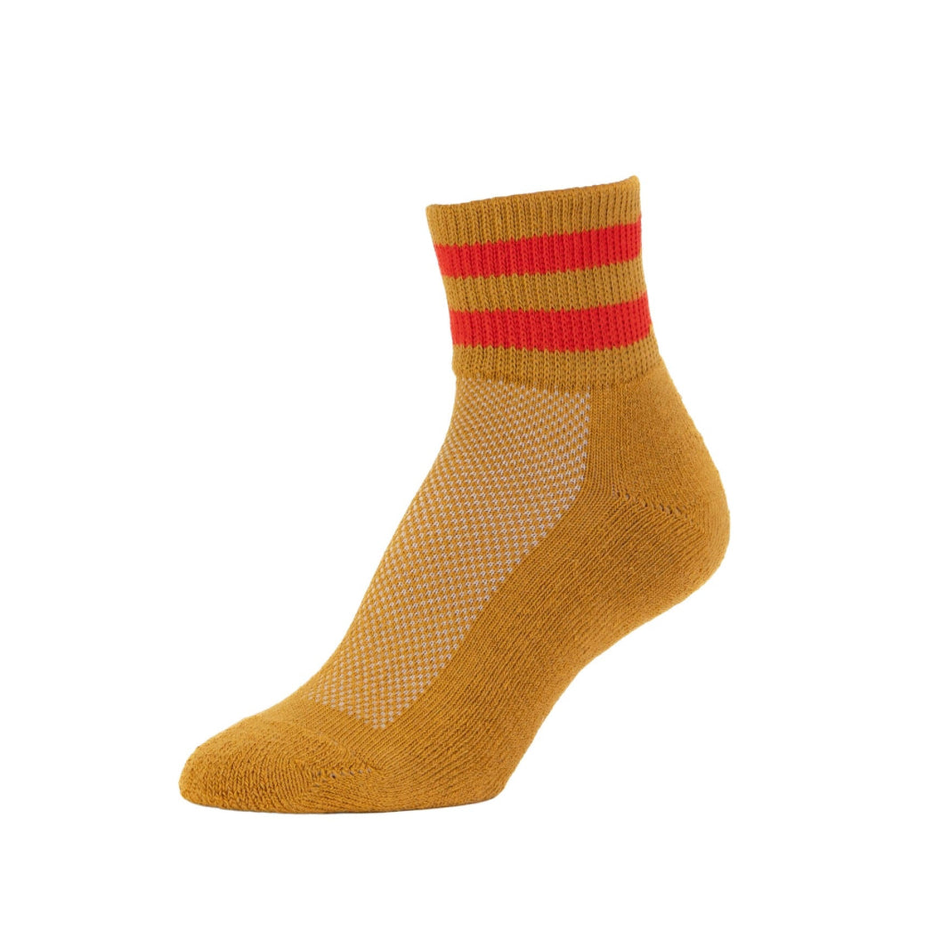 Retro stripes - Organic cotton ankle sock - Gold