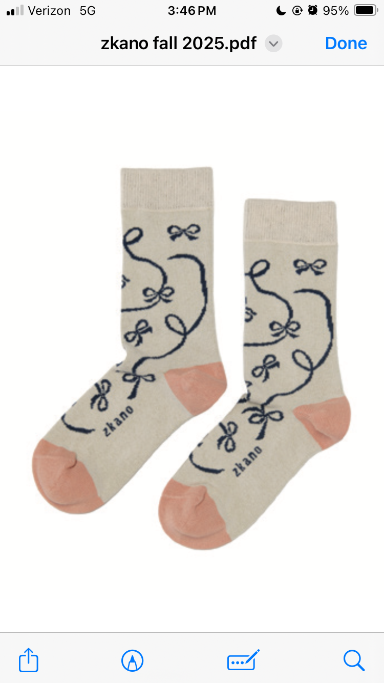 Ribbons Crew Socks - Natural
