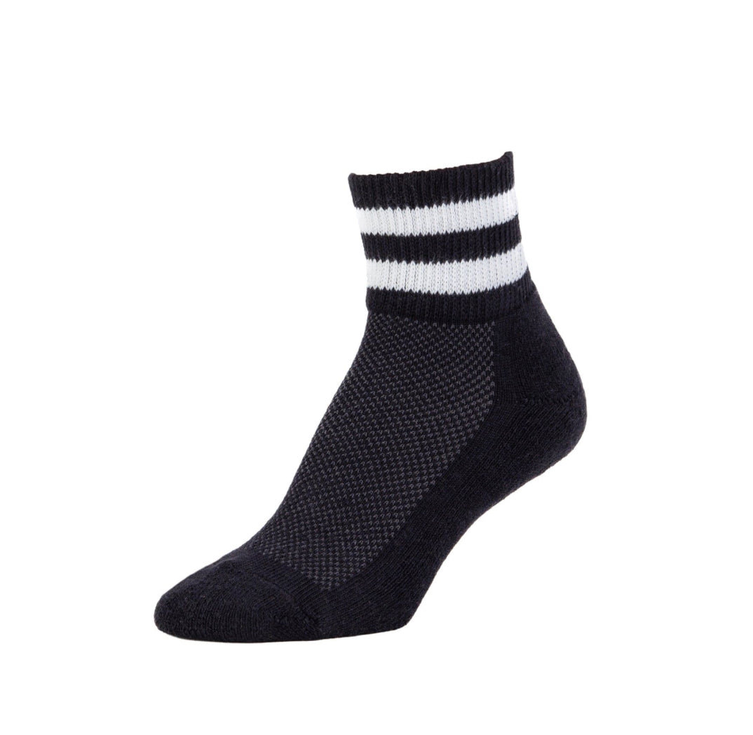 Retro stripes - Organic cotton ankle sock - Black