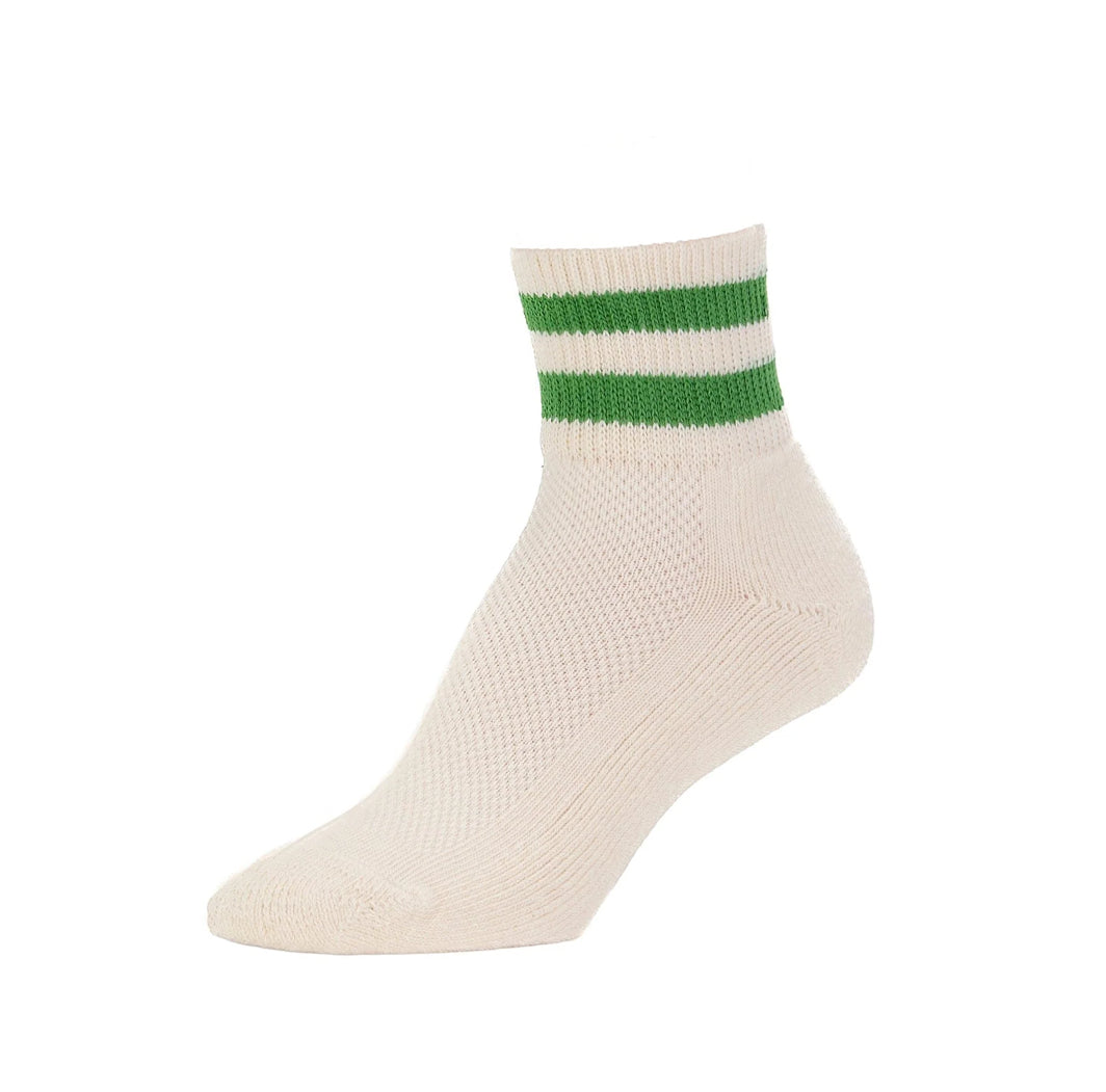 Retro stripes - Organic cotton ankle sock - Kelly