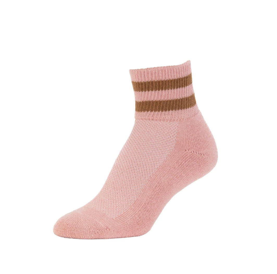 Retro stripes - Organic cotton ankle sock - Rose