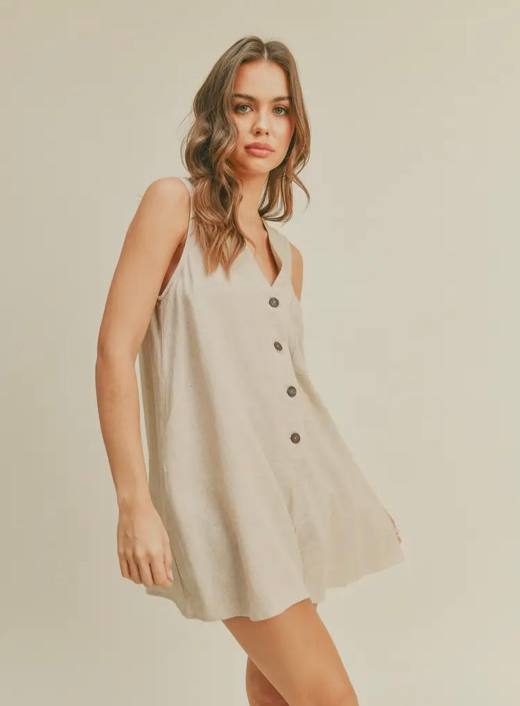 Linen Romper - Oatmeal