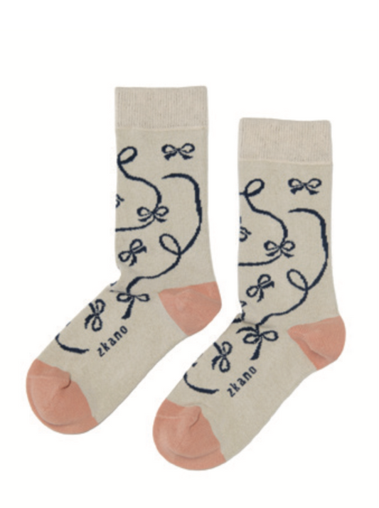 Ribbons Crew Socks - Natural
