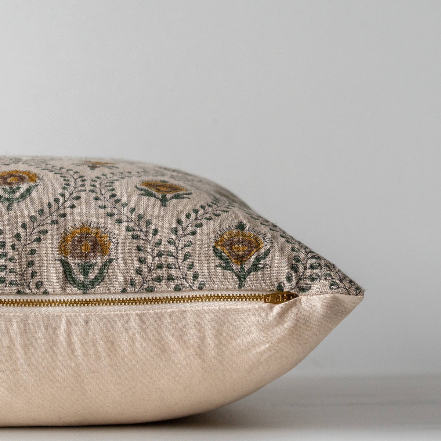 Block Printed Linen Pillow 20" x 20" - Noreen