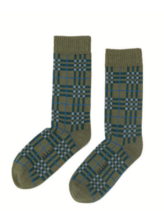 Mens Plaid Crew Socks - Army