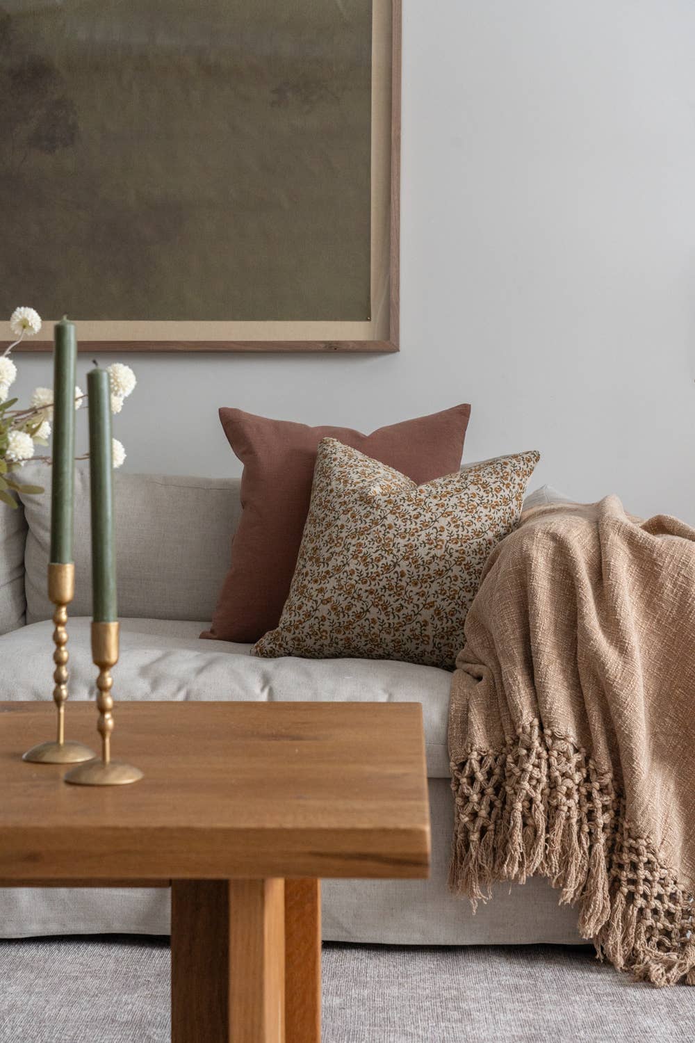 Block Printed Linen Pillow 20" x 20" - Tillie