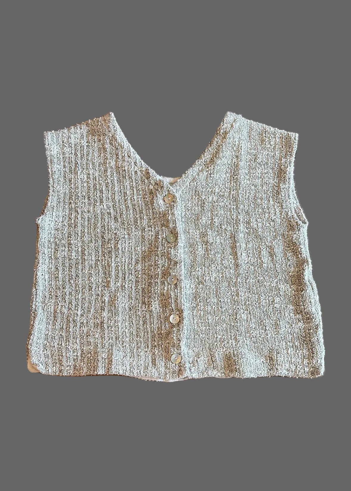 Linen/Cotton Marled Knit Reversible Vest - Natural
