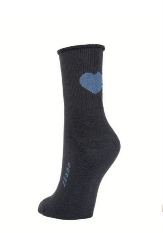 Floating Heart Short Crew Sock - Indigo
