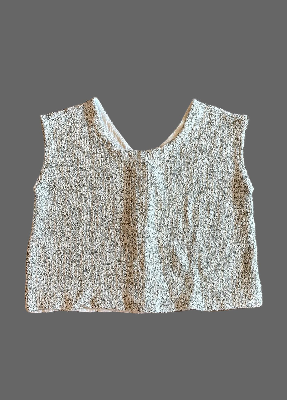 Linen/Cotton Marled Knit Reversible Vest - Natural