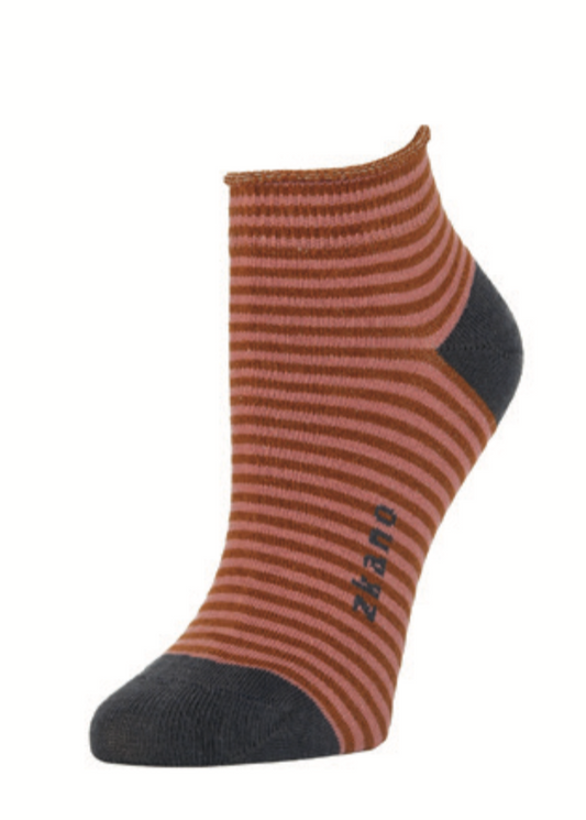 Striped Ankle Socks - Saddle