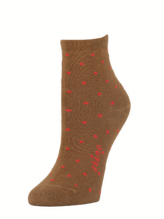 Polka Dot Ankle Socks - Chestnut