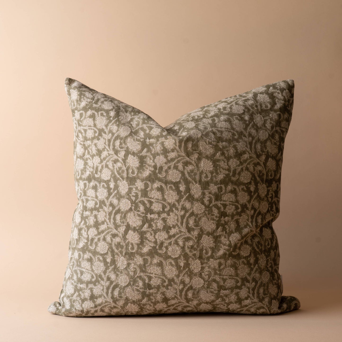 Block Printed Linen Pillow 20" x 20" - Olivia