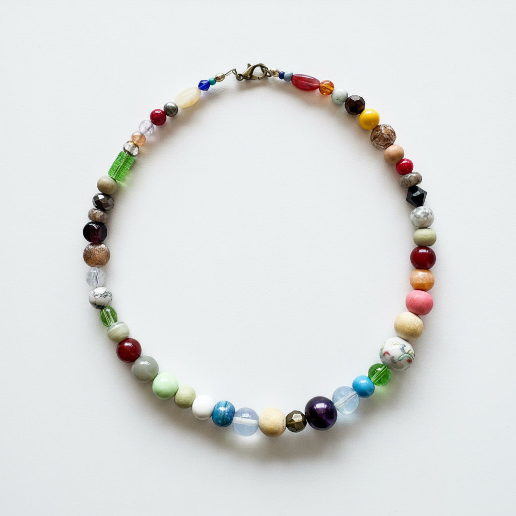 Upcycled Bead Necklace 16"