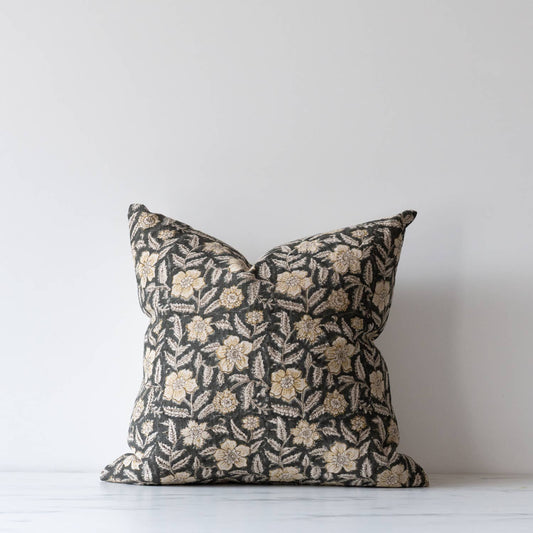 Block Printed Linen Pillow 20" x 20" - Greta