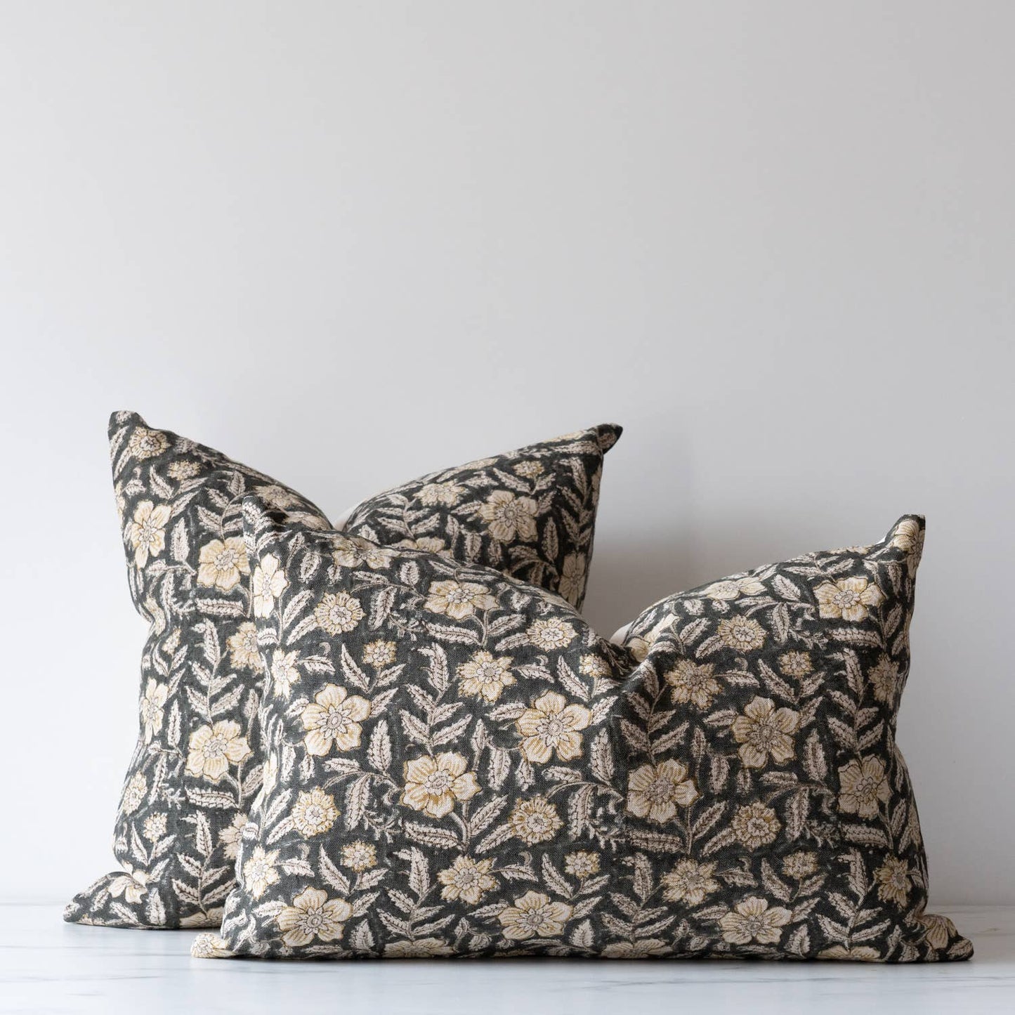 Block Printed Linen Pillow 20" x 20" - Greta