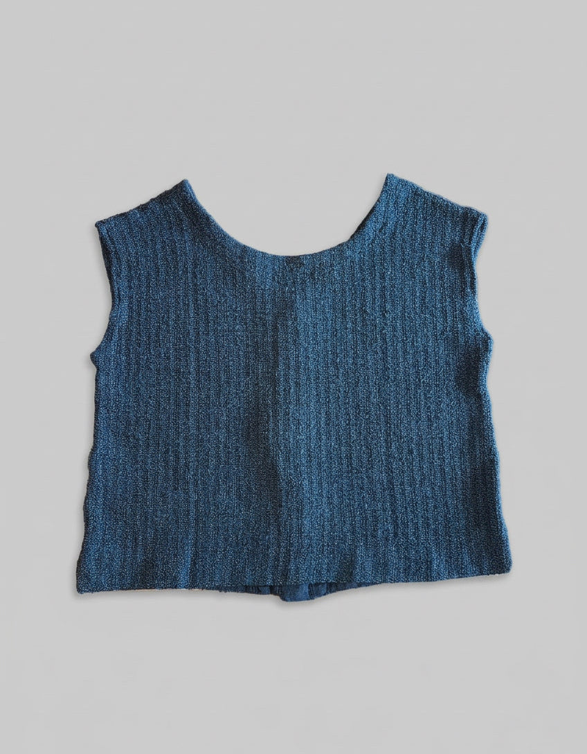 Linen/Cotton Marled Knit Reversible Vest - Indigo