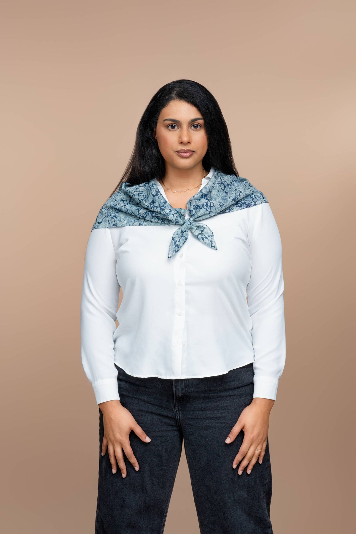 Indigo Stone Large Silk/Cotton Scarf