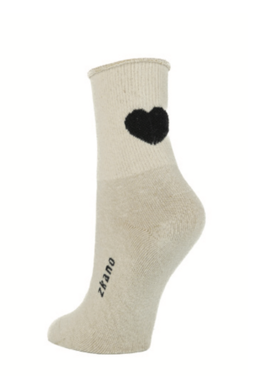 Floating Heart Short Crew Sock - Wheat