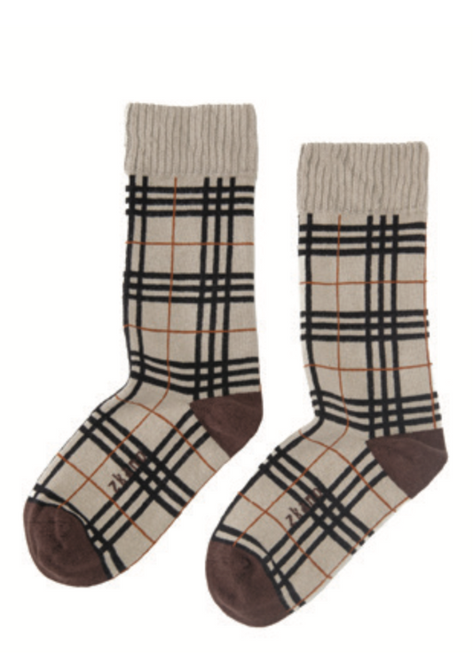Plaid Crew Socks - Birch