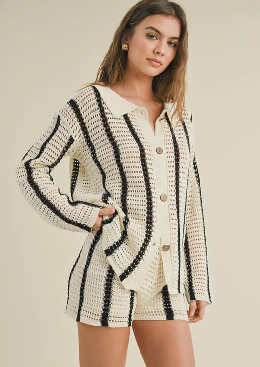 Striped Crochet Cardigan