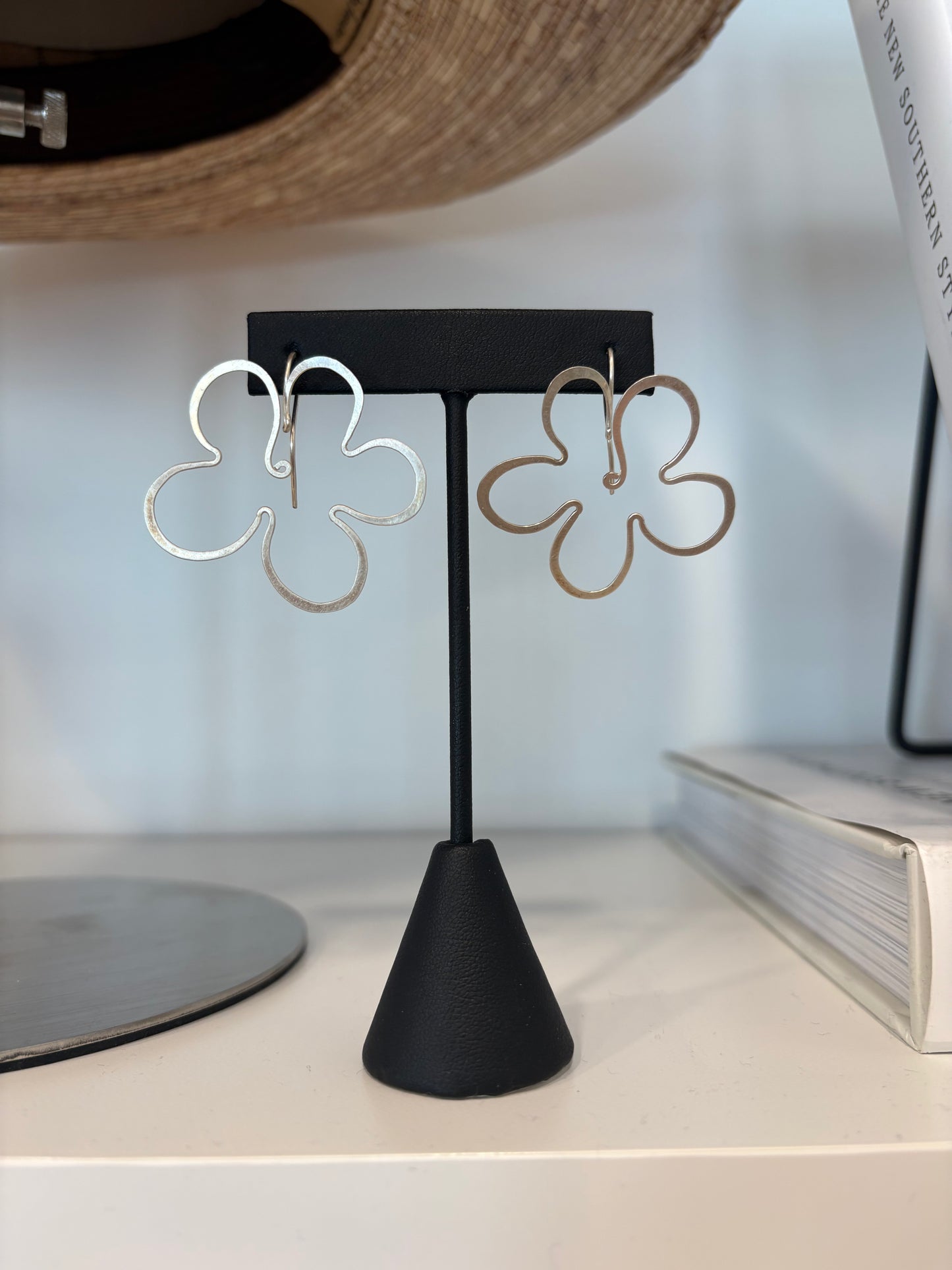 Flower Sketch Silver Earrings