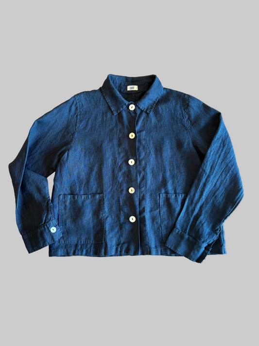 Lilou Linen Shacket - Indigo
