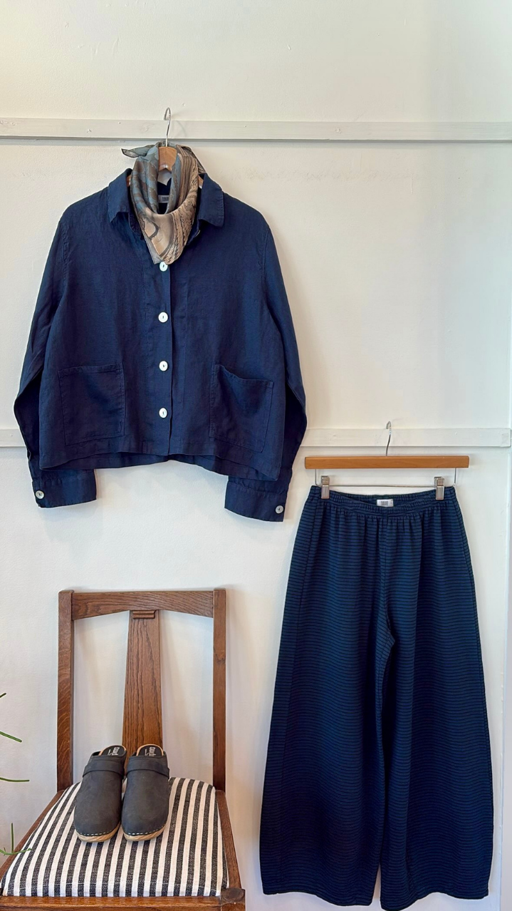 Lilou Striped Lantern Pants - Indigo/Black