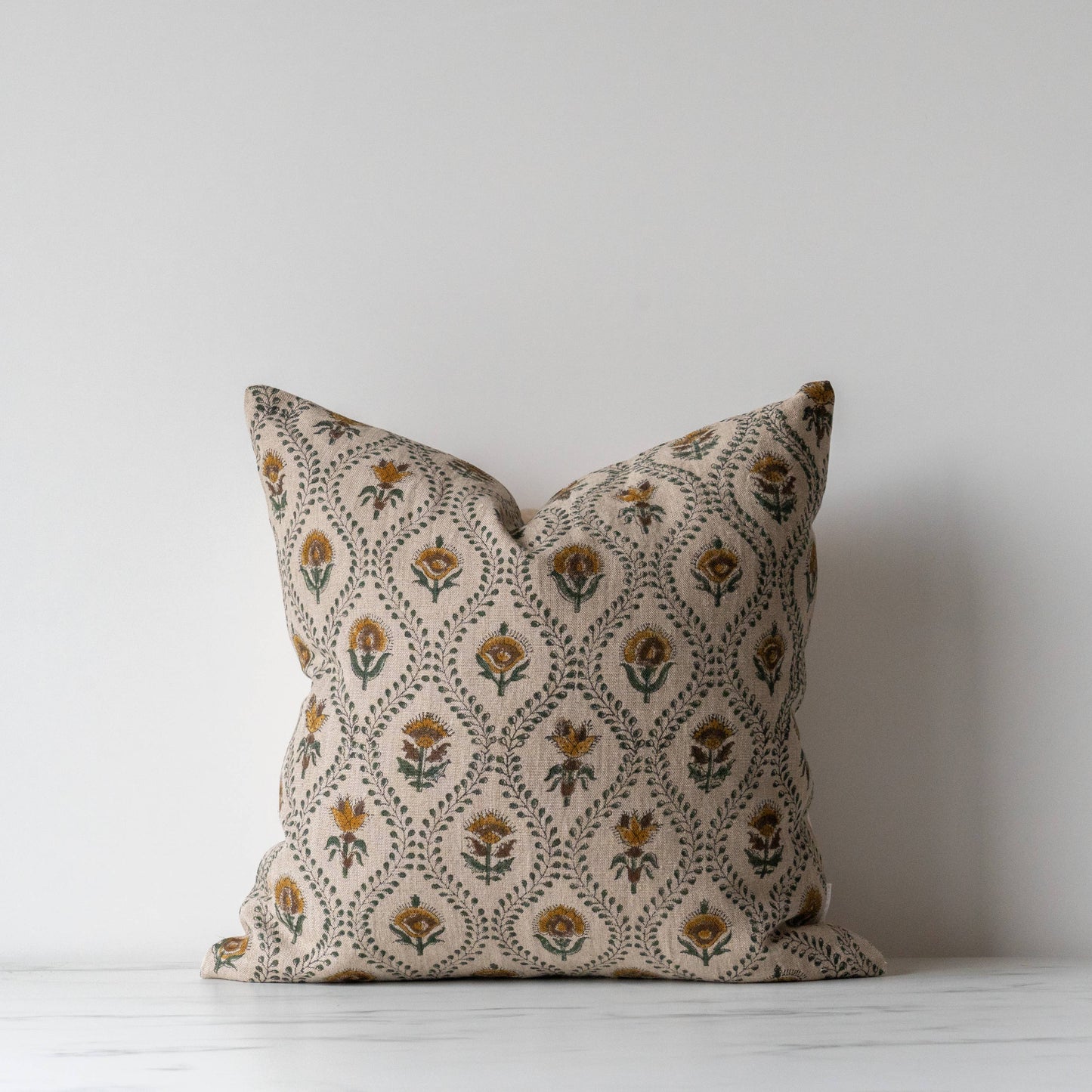 Block Printed Linen Pillow 20" x 20" - Noreen