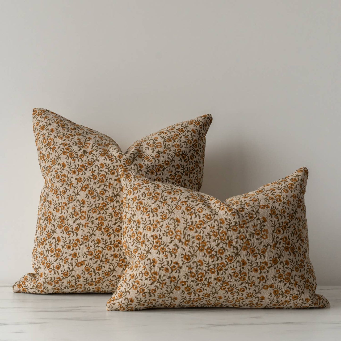 Block Printed Linen Pillow 20" x 20" - Tillie