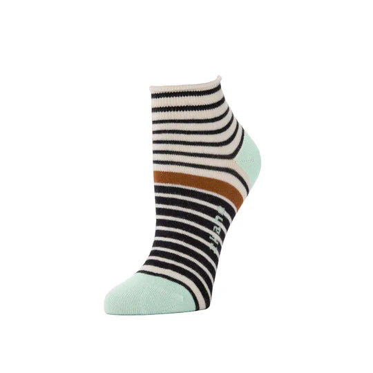 Rosette - Natural/Black Stripe Ankle Sock